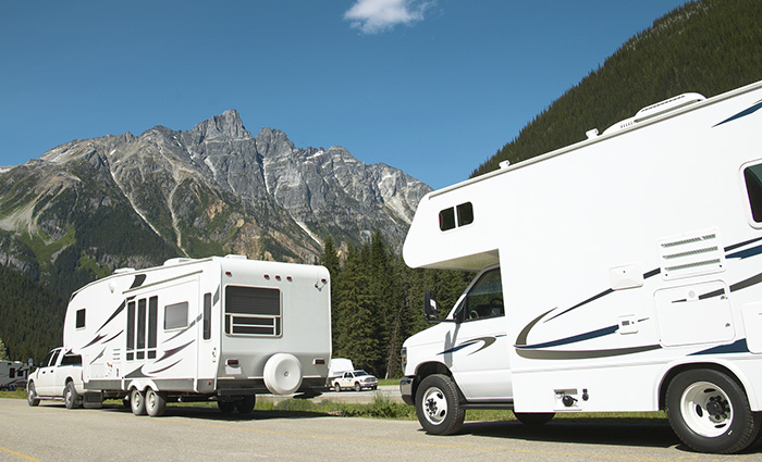 Motor homes in canadian rockies. British Columbia. Canada RV Inspections